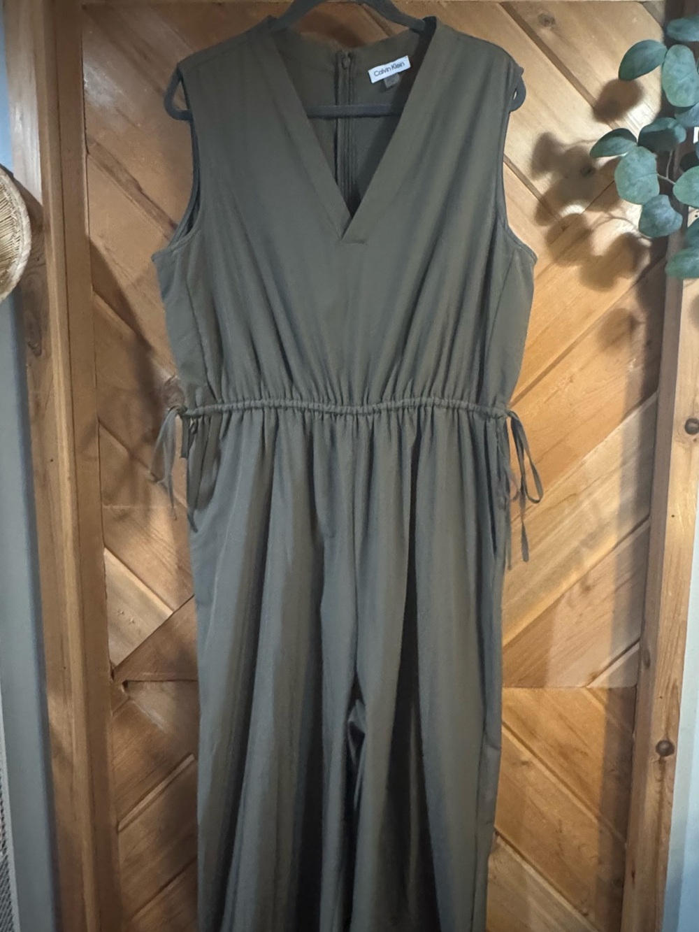 Calvin Klein Olive Green Sleeveless Jumpsuit